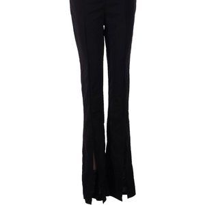 Boohoo stretchy split front flare bottom black pants- size 8